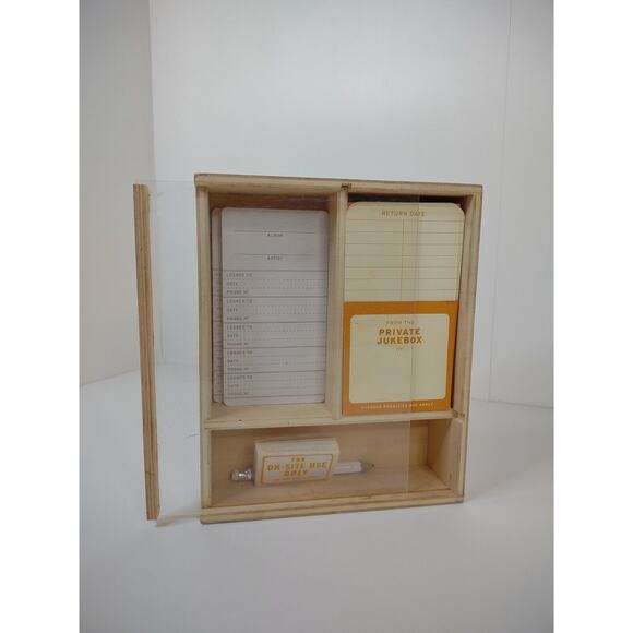 "From the Private Jukebox of" Old School Lending Library Card Kit wooden box - Picture 9 of 12